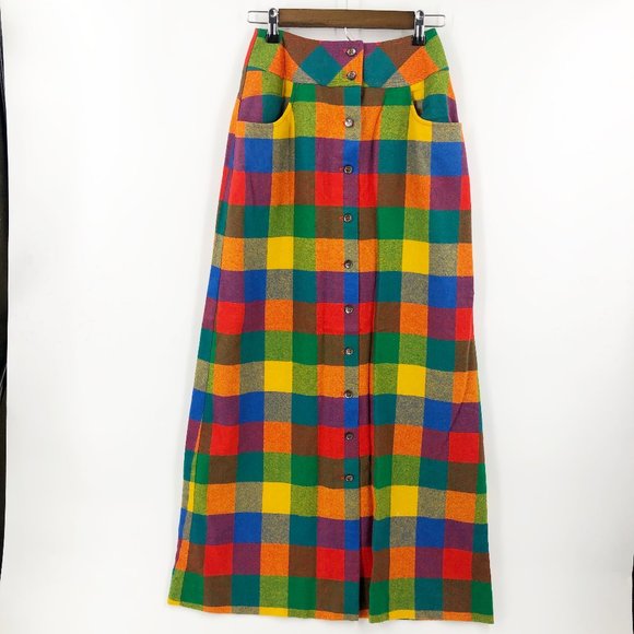 MISS PAT VINTAGE WOOL PLAID SKIRT SMALL - Picture 1 of 7